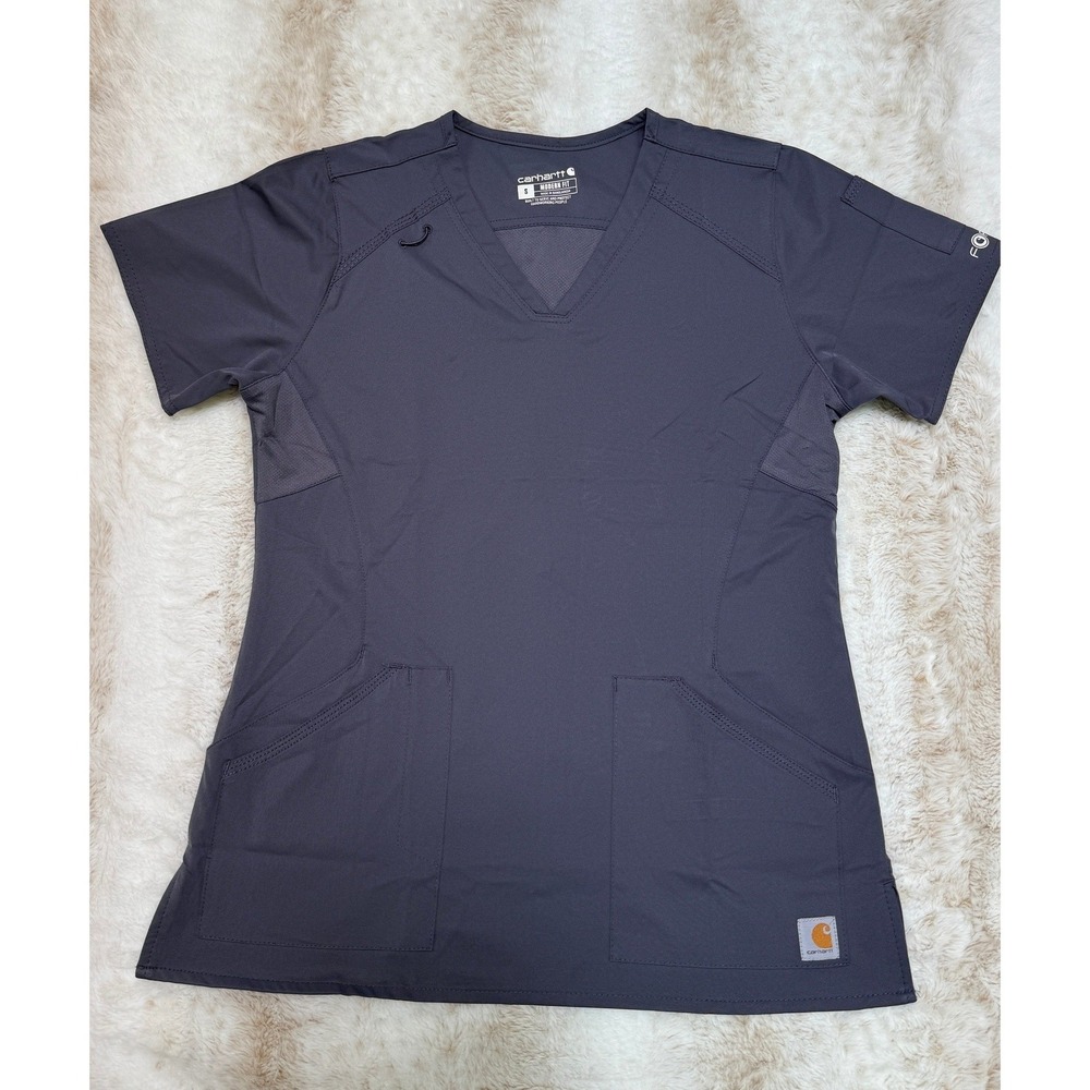 Carhartt Liberty Scrub Top Womens S Gray New FastDry‎ Stain Breaker Modern Fit